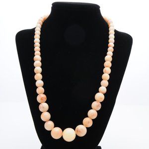 Cream and Tan Agate Bead Necklace - Vintage